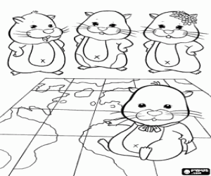 Coloriage Zhu Zhu Pets sur une carte du monde
