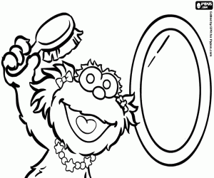 Coloriage Zoe devant le miroir