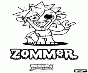 Coloriage Zommer, personnage de Moshi Monsters