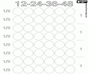 Coloriage À compter de 1 oeuf jusqu'à 4 douzaines