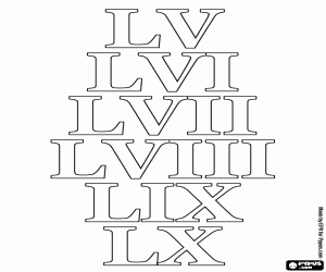 Coloriage À compter de 55 à 60 comme romains