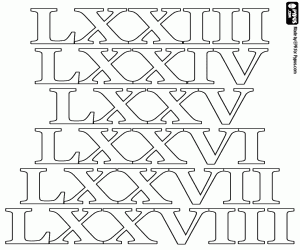 Coloriage À compter de 73 à 78, comme les Romains