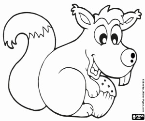 Coloriage Écureuil et un gland
