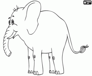 Coloriage Éléphant avec défenses, du côté