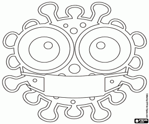 Coloriage Émoticône d’un virus avec masque