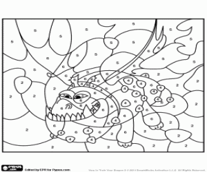 Coloriage Énorme dragon, couleur par numéros