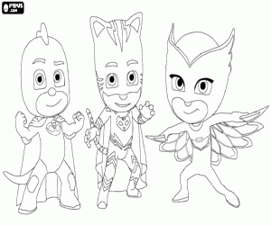 Coloriage Équipe de super-héros Pyjamasques