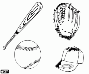 Coloriage Équipement pour jouer au baseball