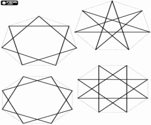 Coloriage Étoiles avec sept et huit points