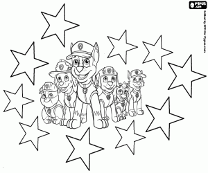Coloriage Étoiles et chiens de Paw Patrol
