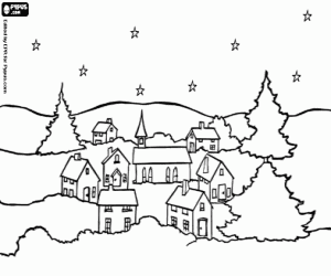 Coloriage Étoiles le soir de Noël