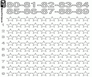 Coloriage Étoiles à compter de 80 à 89